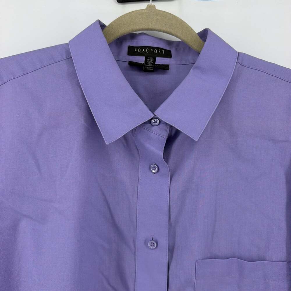 Foxcroft Womens 20W Button Up Shirt Purple Long Sleeve Wrinkle Free Careerwear